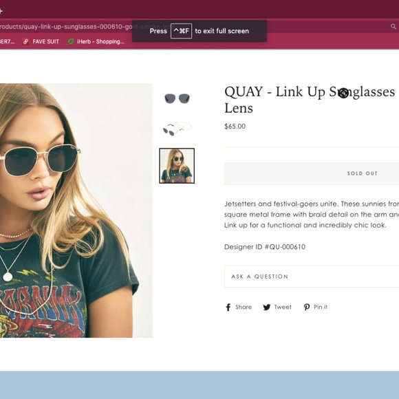 QUAY - Link Up Sunglasses in Gold/Smoke Lens - Picture 4 of 4